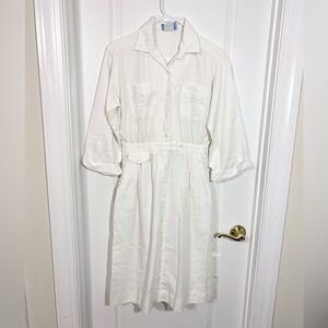 70s White Swan Nurse Uniform Dress USA MADE Vintage White 10